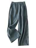 Chicmy-Ruffle Ramie Cotton Elasticity Loose Casual Wide-Leg Pants