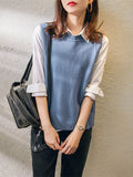 Chicmy-Casual Sleeveless Loose Solid Color Round-Neck Knitting Vest Outerwear