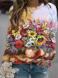 ChicmyCasual Floral Crew Neck Sweatshirt