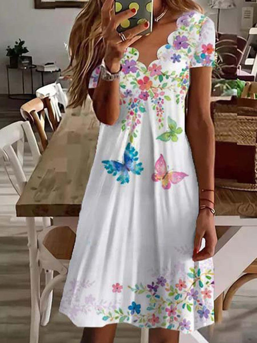 Chicmy- Summer Print Short Sleeve Resort Dress