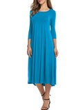 Chicmy- Casual Solid Round Neck Long Dress
