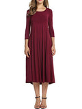 Chicmy- Casual Solid Round Neck Long Dress