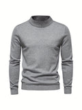 ChicMy-Fall Outfits   All Match Knitted Sweater, Men's Casual Warm High Stretch Stand Collar Pullover Sweater For Fall Winter