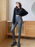 Chicmy-Simple Velvet Keep Warm Solid Color Leggings