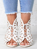 ChicmyResort Cutout Lace-Up Sandal Boots Dressy Wedding Sandals