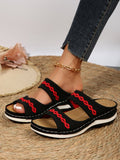 ChicmyEmbroidered Circle Casual Strap Slippers