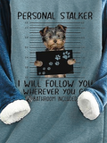 ChicmyWomen's Fleece Sweatshirt Pullover Cute Doggy Printed Round Neck Long Sleeve