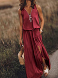 Chicmy- Sleeveless Casual Waist Zip Letter Print    Maxi Dresses