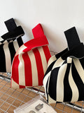 Chicmy-Striped Woven Handbag Bags Accessories