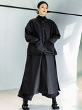 Chicmy-Loose Split-Joint Black False Two Trench Coat