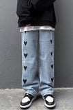 Chicmy-Graduation gift, Coachella Valley Music Festival Look,Long Heart Pattern Men Jeans Pants