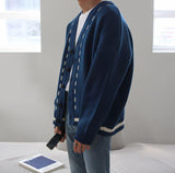 Chicmy-Korean style, Korean men's outfit, minimalist style, street fashion No. 3291 V-NECK KNITTED CARDIGAN