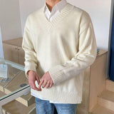 Chicmy-Korean style, Korean men's outfit, minimalist style, street fashion V-NECK SWEATER