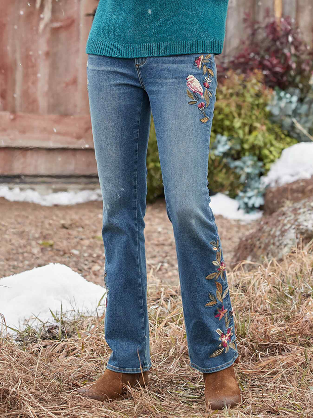 ChicmyCasual Loose Floral Denim Jeans