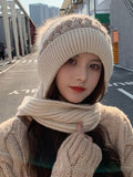 Chicmy-Casual Jacquard 7 Colors Scarf&Hat Set