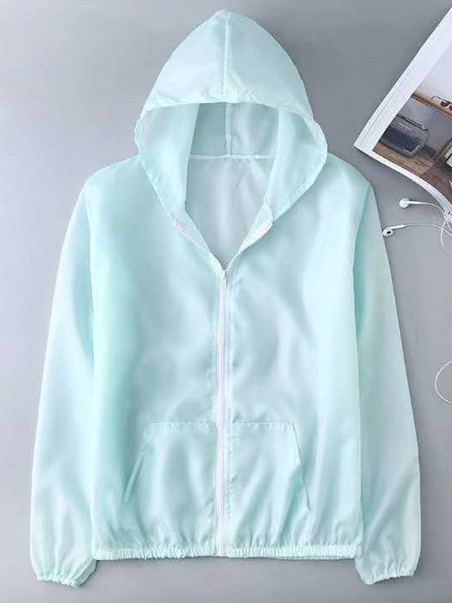 ChicmyCasual Plain Hoodie sun protection Regular Fit Jacket
