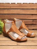 ChicmyJFN  Women Casual Leather Comfy Wedge Sandals