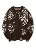 ChicMy-Fall Outfits   All Match Knitted Galaxy Pattern Sweater, Men's Casual Warm Slightly Stretch Crew Neck Pullover Sweater For Fall Winter