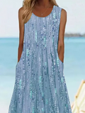 Chicmy Floral Vacation Loose Dress Blue Tank Dress
