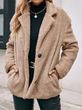 ChicmyLoose Plain Casual Teddy Jacket