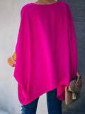 Chicmy-Oversize Batwing Sleeves Solid Color V-Neck T-Shirt