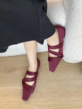 Chicmy-Solid Color Square-Toe Flat Shoes