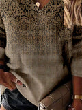 ChicmyEthnic Long Sleeve V Neck Casual Sweatshirt