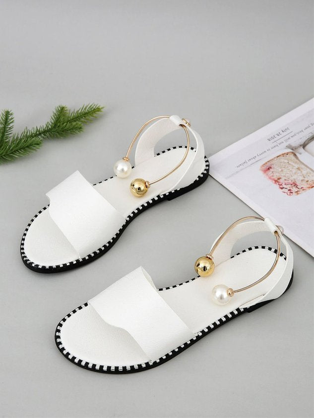 ChicmyPearl Ring Casual Flat Sandals