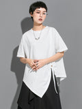 Chicmy-Urban Solid Color Asymmetric Round-Neck T-Shirt Top