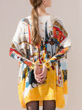 Chicmy-Original Loose Cartoon Printed Round-Neck Long Sleeves Sweater Dress