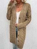 Chicmy-Urban Simple Loose Buttoned Solid Color Jacquard Cardigan Coat