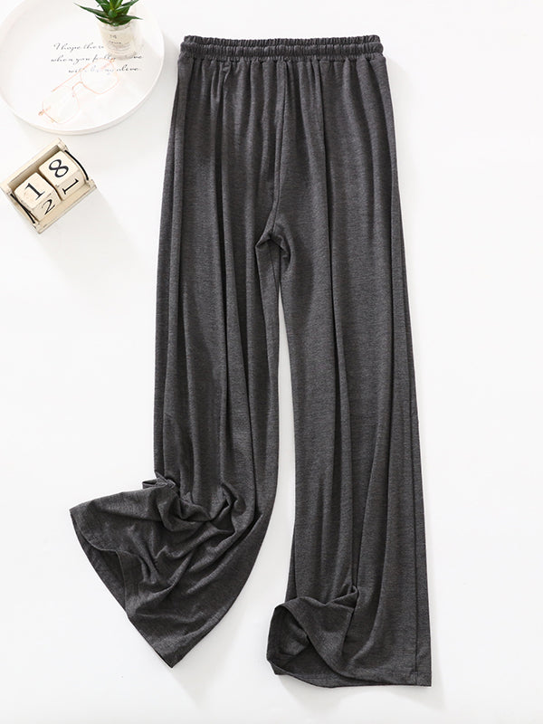 Chicmy-High Waisted Loose Drawstring Elasticity Solid Color Casual Pants Bottoms Trousers