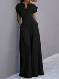 Chicmy-Urban Cap Sleeve Solid Color Wide Leg Jumpsuits