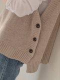 Chicmy-Fall Outfits Simple Sleeveless Loose Buttoned Solid Color Round-Neck Sweater Vest Outerwear