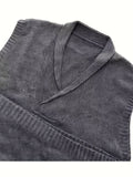 ChicMy-Fall Outfits Plus Size Men's Solid Knit Vest Spring Fall Winter Sleeveless Sweater, Men's Clothing