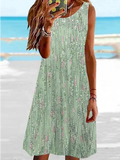Chicmy Casual Loose Crew Neck Floral Dress