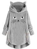 ChicmyScratching Cute Cat Embroidered Loose Warm Sweatshirt
