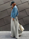 Chicmy-Loose Urban Gray Wide Leg Elastic Waist Pants