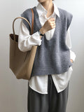 Chicmy-Knitting Irregularity Solid V-Neck Vest