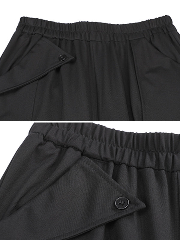 Chicmy-Stylish Black Asymmetric Elasticity Harem Pants