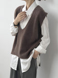 Chicmy-Knitting Irregularity Solid V-Neck Vest