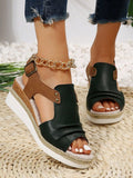 ChicmyColor Block Ruched Wedge Heel Espadrille Sandals