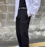 Chicmy-Korean style, Korean men's outfit, minimalist style, street fashion LEATHER BUCKLE BELT 02