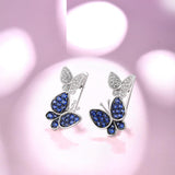 Chicmy-Silver butterfly Earrings for Women Blue White Cubic Zirconia Women Earrings