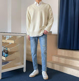 Chicmy-Korean style, Korean men's outfit, minimalist style, street fashion V-NECK SWEATER