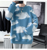 Chicmy-Graduation gift, Coachella Valley Music Festival Look,Loose Clouds Pattern O-Neck Men Sweater