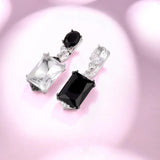 Chicmy-925 Sterling Silver Sparkling White Black Crystal Drop Earrings