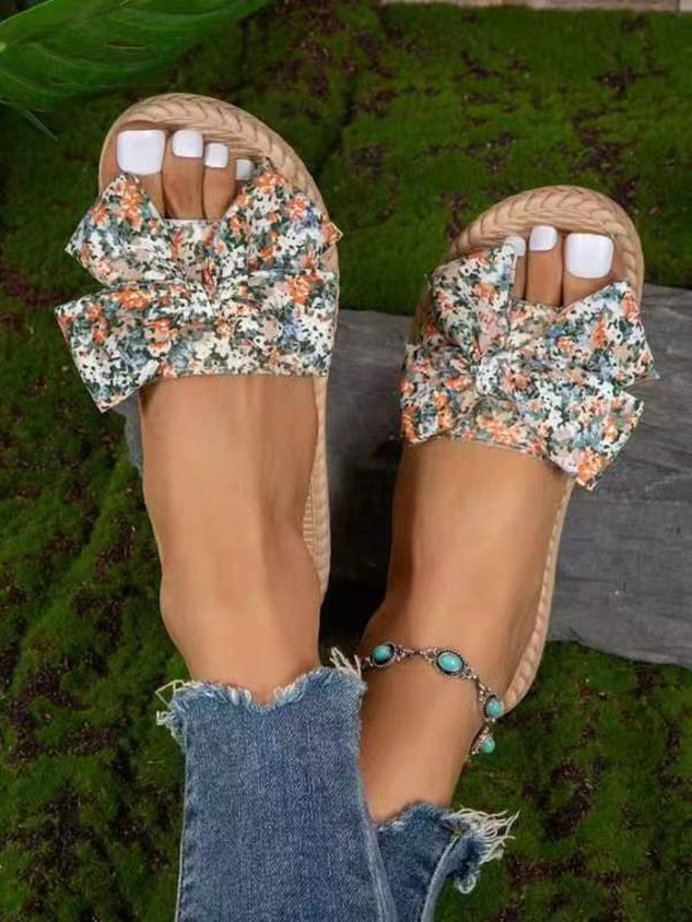 ChicmySummer Fabric Floral Vacation Slide Sandals