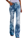ChicmyUrban Casual Floral Pattern Fit Straight Pants Jeans