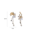 Chicmy-Vintage Rhinestone Bow-Embellished Tasseled Earrings Accessories